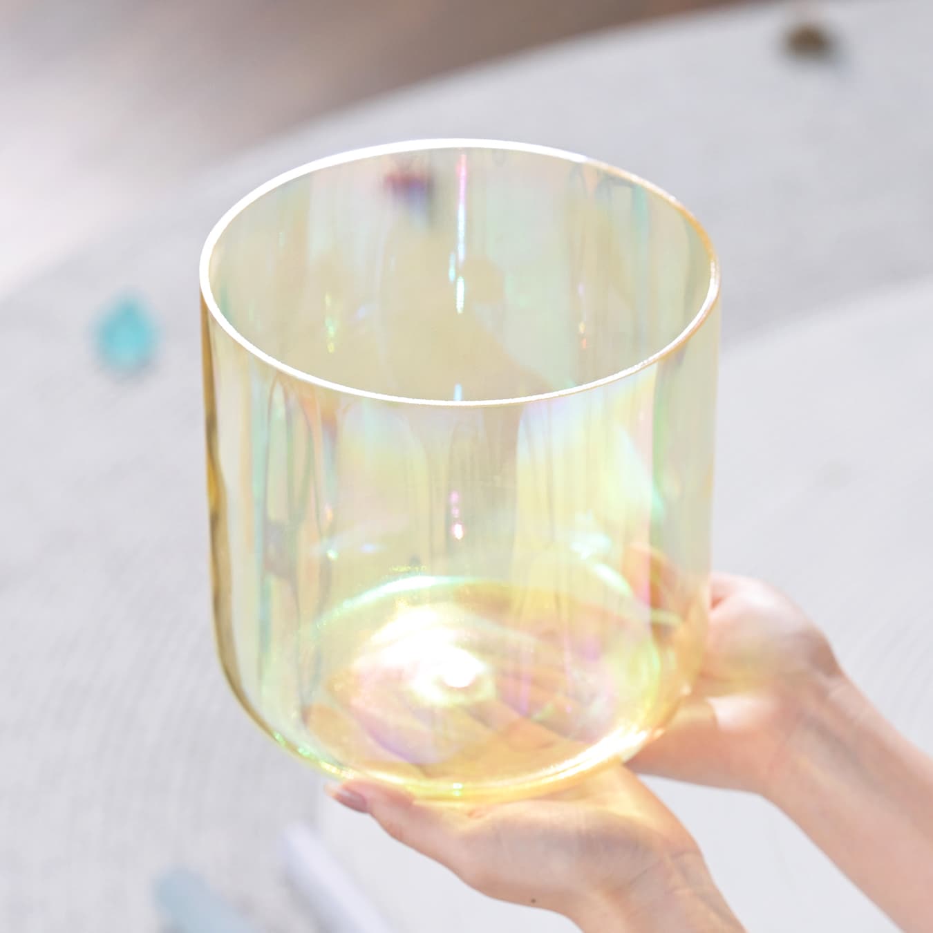 CVNC Alchemy Cosmic Light Clear Yellow Solar Plexus Chakra Crystal Singing Bowl with Carrier Bag For Meditation Healing