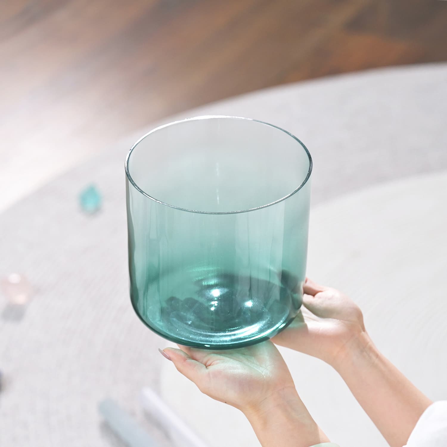 CVNC Aria Crystal Teal Alchemy Heart Chakra Singing Bowl with Carrier Bag For Sound Healing