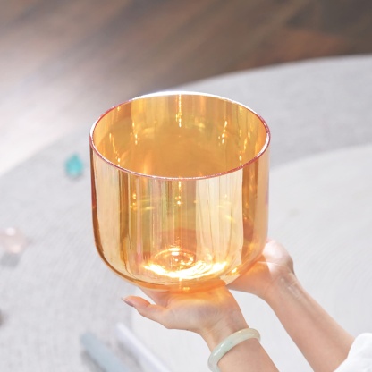 CVNC Alchemy Cosmic Light Clear Orange Sacral Chakra Crystal Singing Bowl with Carrier Bag For Meditation Healing