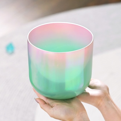 CVNC 432 Hz Perfect Pitch Alchemy Spring Green Singing Bowl with Carrier Bag For Chakra Healing Meditation