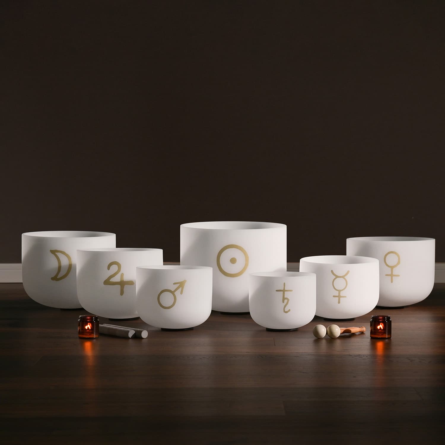 CVNC 7 PCS 6-12 Inch Pattern Frosted Crystal Singing Bowl Set With Carrier Bag For Sound Healing
