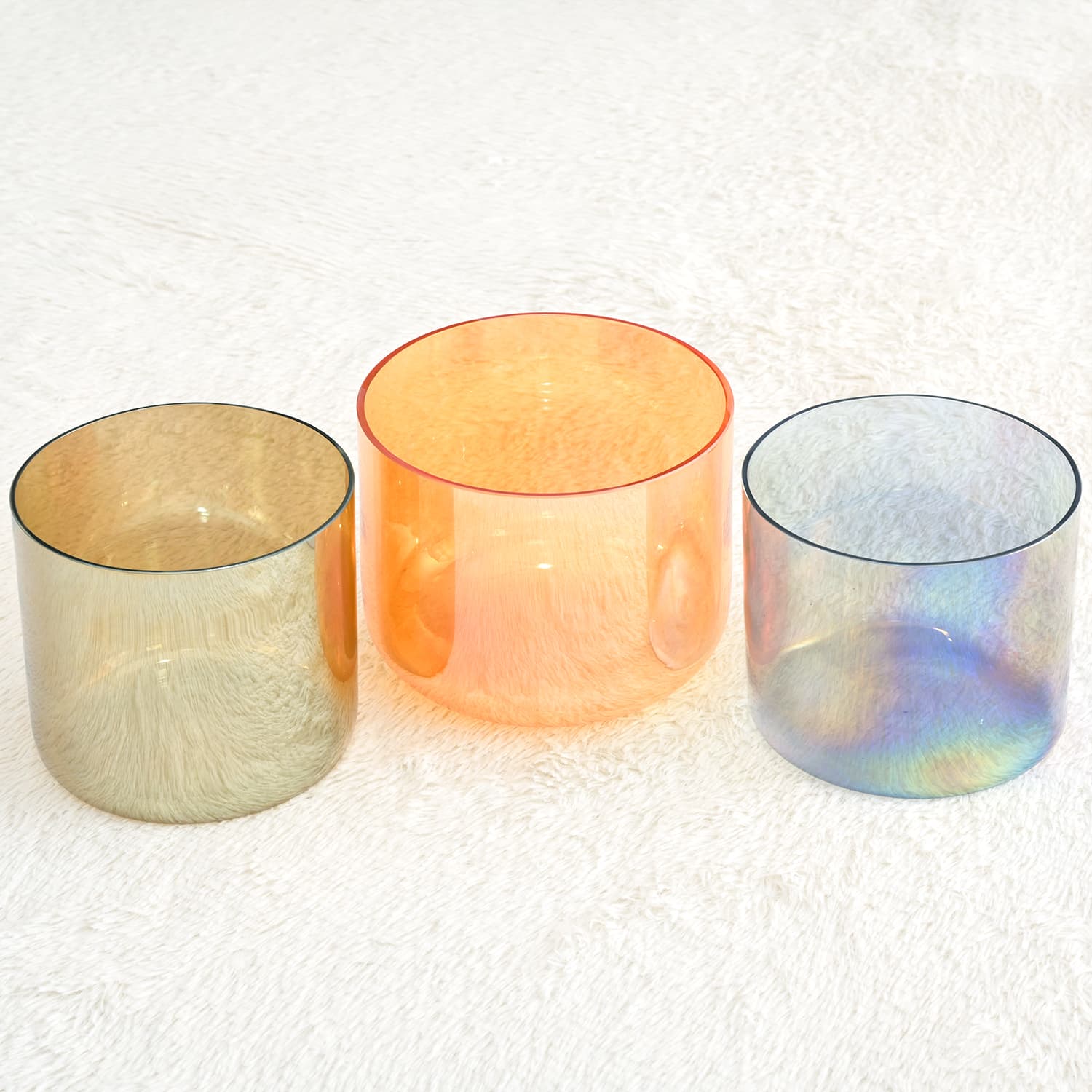 CVNC C" D" F" Alchemy Cosmic Light Clear Crystal Singing Bowl Set with Carrier Bag For Meditation Healing