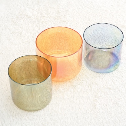 CVNC C" D" F" Alchemy Cosmic Light Clear Crystal Singing Bowl Set with Carrier Bag For Meditation Healing