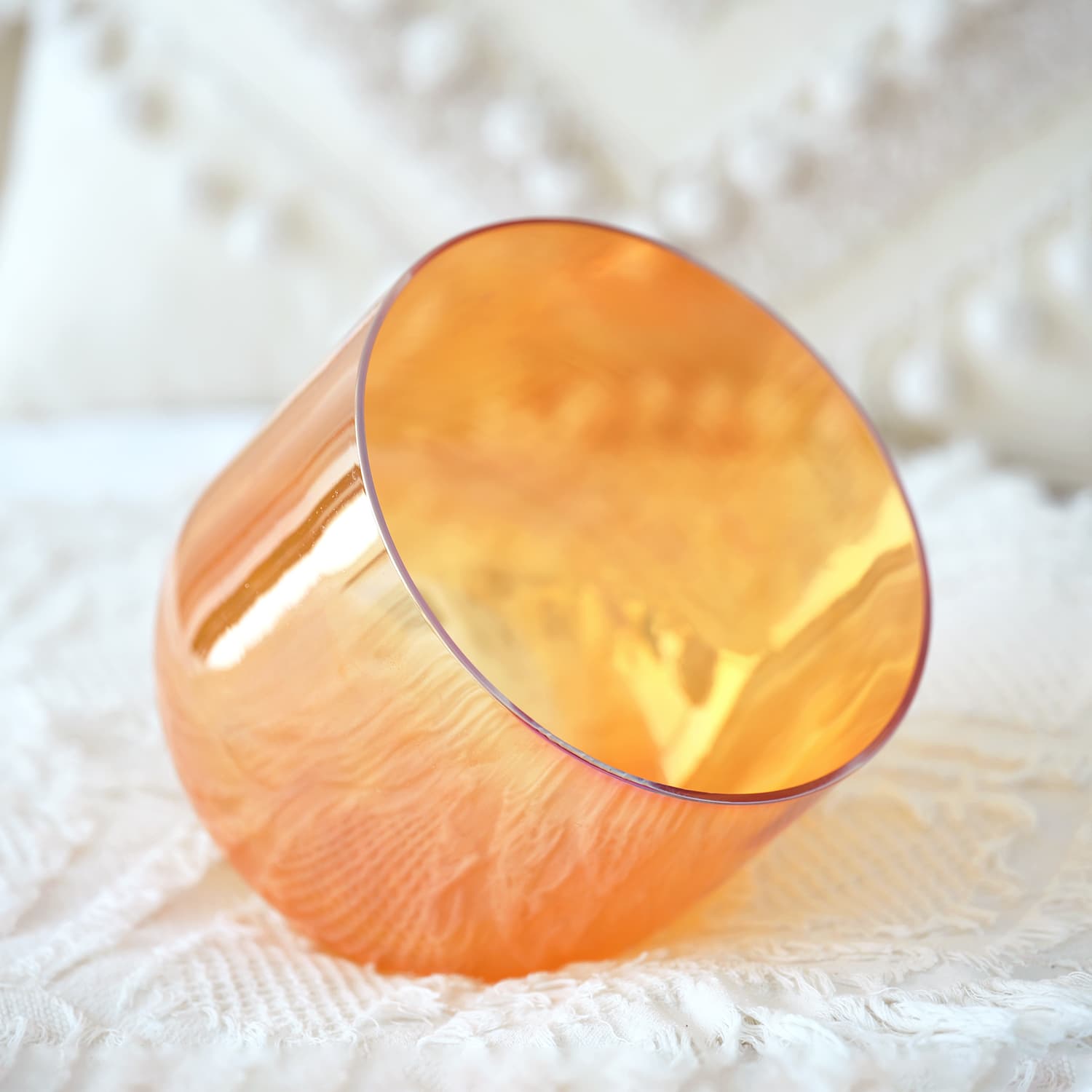CVNC Alchemy Cosmic Light Clear Orange Sacral Chakra Crystal Singing Bowl with Carrier Bag For Meditation Healing