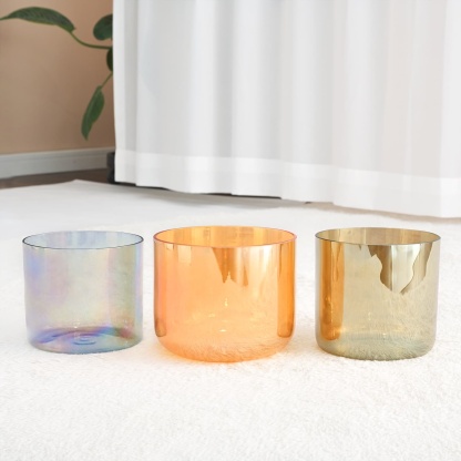 CVNC C" D" F" Alchemy Cosmic Light Clear Crystal Singing Bowl Set with Carrier Bag For Meditation Healing