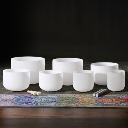 CVNC 7 PCS 6-12 Inch  Frosted Crystal Singing Bowl Set With Carrier Bag For Sound Healing