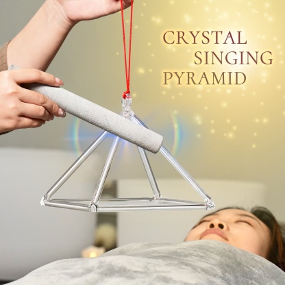 CVNC Triangle Clear Crystal Singing Pyramid With Carrier Bag For Meditation Healing