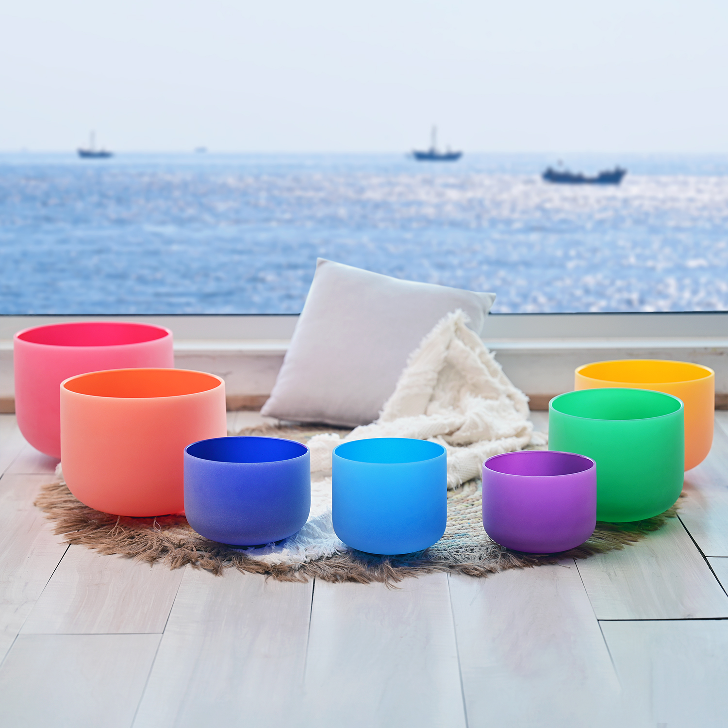 Colored Crystal Singing Bowl Set