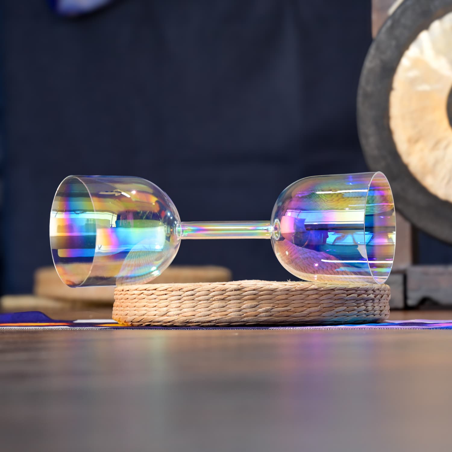 CVNC Gemini Quartz Crystal Singing Bowl With Carrier Bag For Chakra Healing Meditation