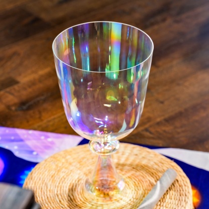 CVNC Quartz Crystal Chalice Bowl with Handle For Chakra Healing Meditation