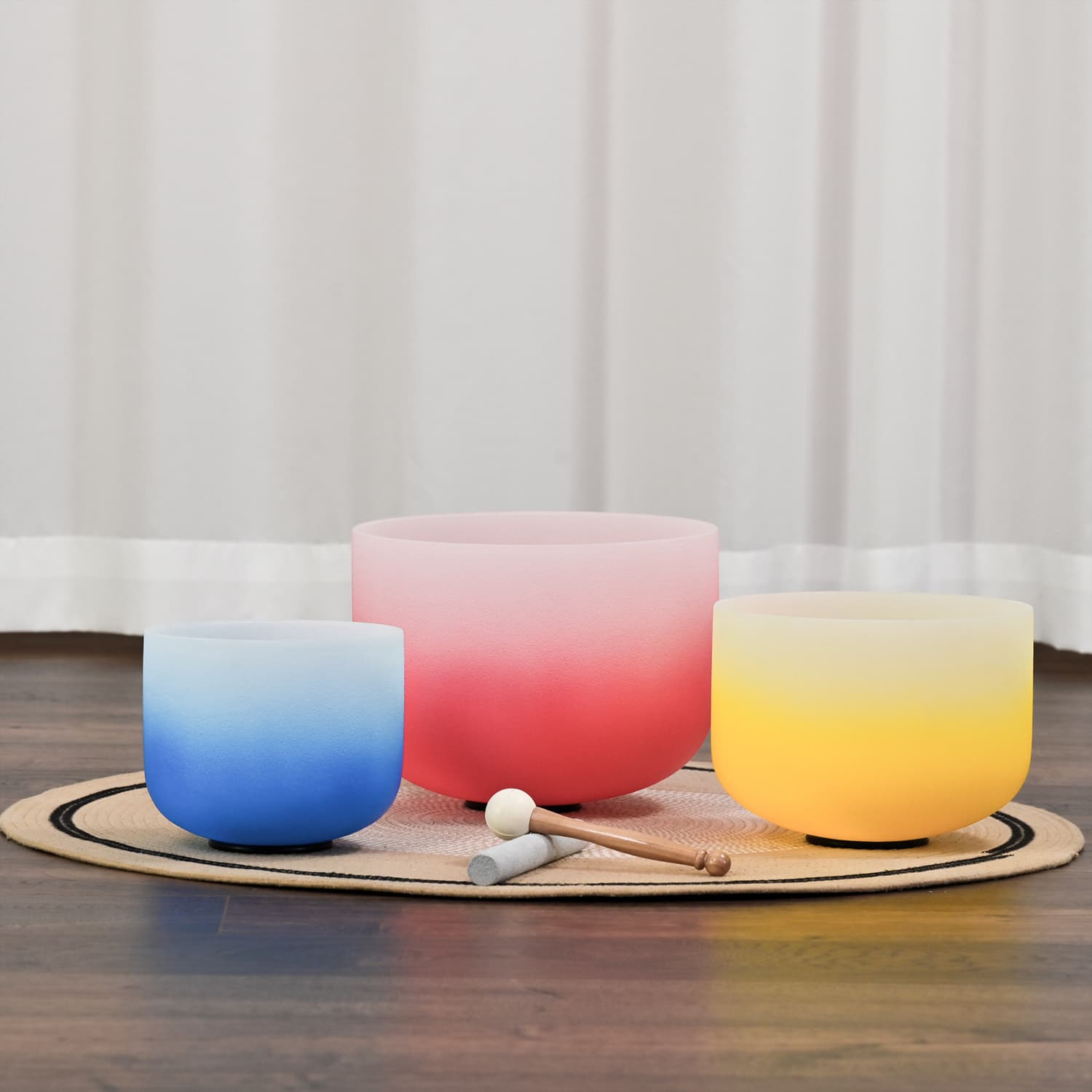 CVNC 8"G 10"E 12"C Aria Gradient Design Crystal Singing Bowl Set With Carrier Bag For Sound Healing