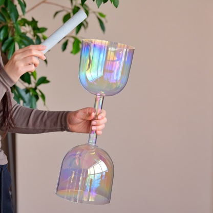 CVNC Gemini Quartz Crystal Singing Bowl With Carrier Bag For Chakra Healing Meditation