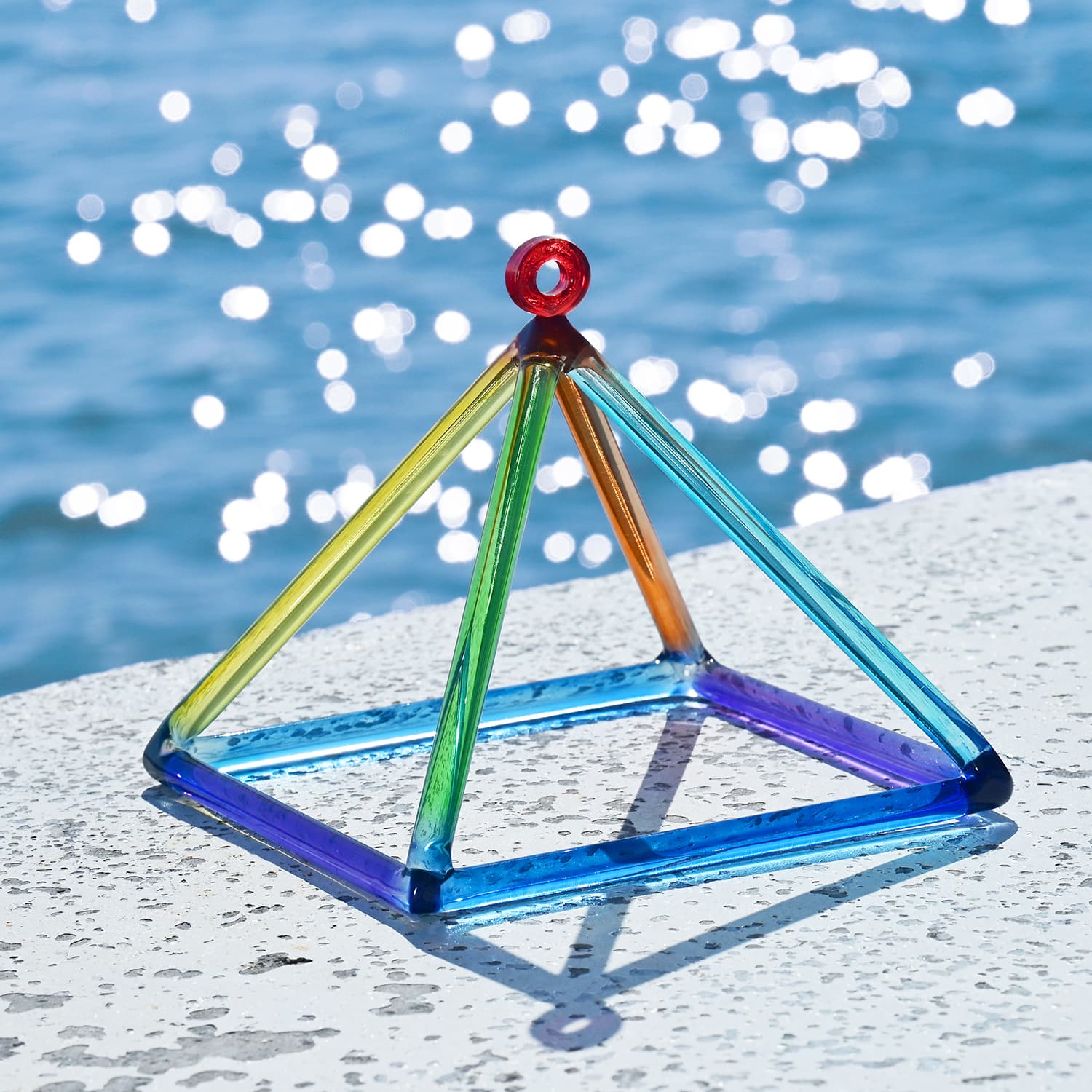 CVNC Triangle Rainbow Crystal Singing Pyramid With Carrier Bag For Meditation Healing