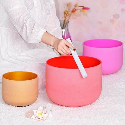 CVNC 8"A 10"F 12"C Spring Limit Crystal Singing Bowl Set With Carrier Bag For Sound Healing