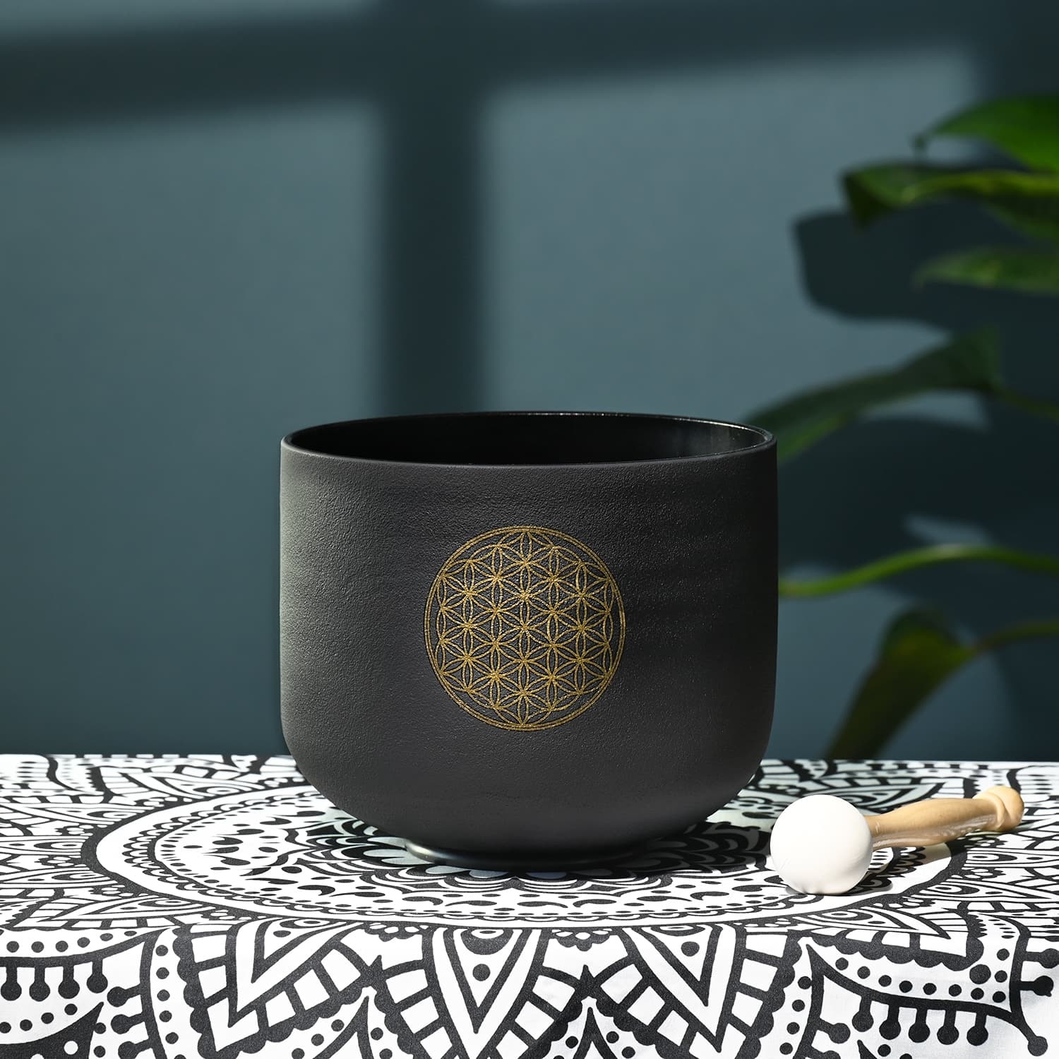 CVNC 432hz Perfect Pitch Flower Of Life Black Crystal Singing Bowl