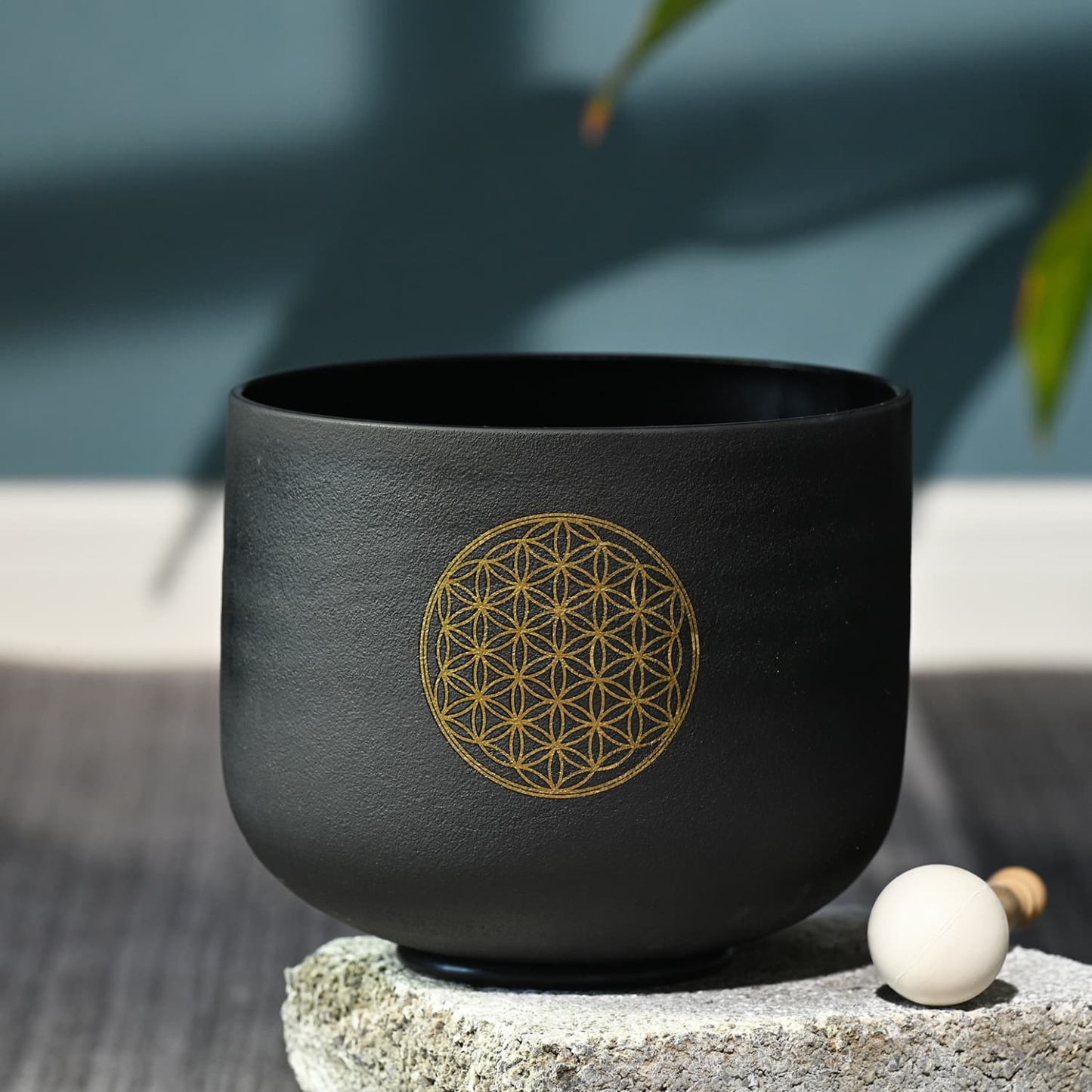 CVNC 432hz Perfect Pitch Flower Of Life Black Crystal Singing Bowl