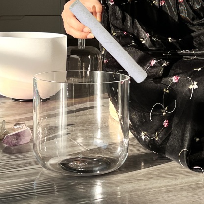 CVNC Alchemy Pure 440 Hz Perfect Pitch Clear Crystal Singing Bowl With Carrier Bag For Chakra Healing Meditation