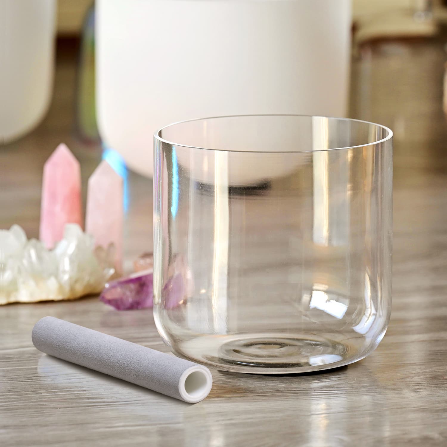CVNC Alchemy Pure 440 Hz Perfect Pitch Clear Crystal Singing Bowl With Carrier Bag For Chakra Healing Meditation