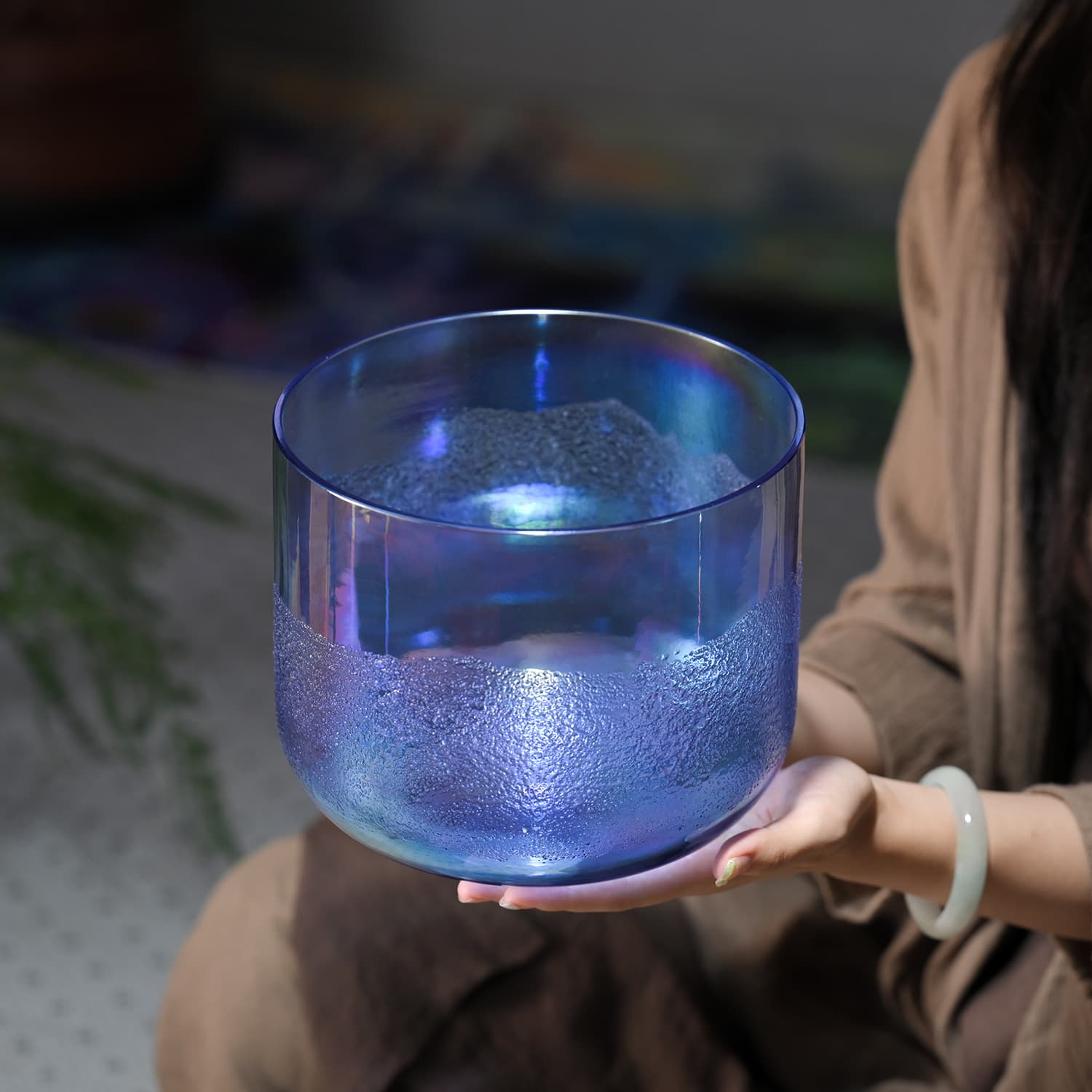 CVNC Glacier Blue Quicksand Alchemy Singing Bowl with Carrier Bag For Sound Healing