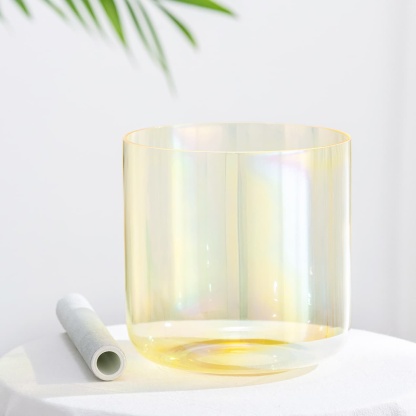 CVNC Alchemy Cosmic Light Clear Yellow Solar Plexus Chakra Crystal Singing Bowl with Carrier Bag For Meditation Healing
