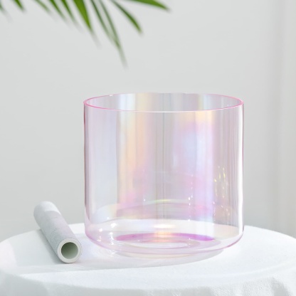 CVNC Alchemy Cosmic Light Clear Pink 440 Hz Perfect Pitch Crystal Singing Bowl with Carrier Bag For Meditation Healing