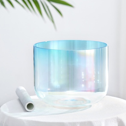 CVNC Alchemy Cosmic Light Clear Blue Throat Chakra Crystal Singing Bowl with Carrier Bag For Meditation Healing