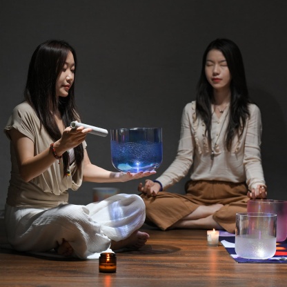 CVNC Glacier Blue Quicksand Alchemy Singing Bowl with Carrier Bag For Sound Healing