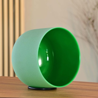 CVNC F Note Heart Chakra Green Color Frosted Crystal Singing Bowl  For Soud Healing