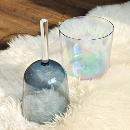 CVNC C Note Clear Handle Crystal Singing Bowl and A Note Crystal Vast Star Field Alchemy Singing Bowl Pair