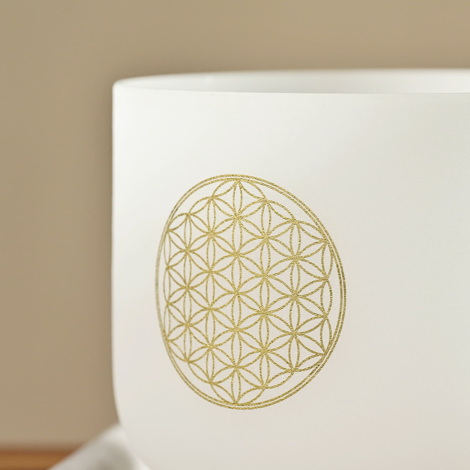 CVNC 8 Inch 528Hz Note C Flower Of Life Frosted Crystal Singing Bowl
