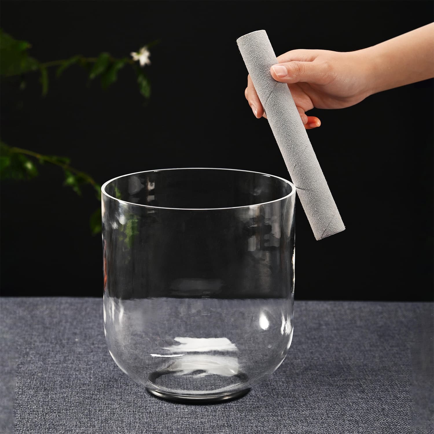 CVNC Alchemy Pure 432 Hz Perfect Pitch Clear Crystal Singing Bowl With Carrier Bag For Chakra Healing Meditation