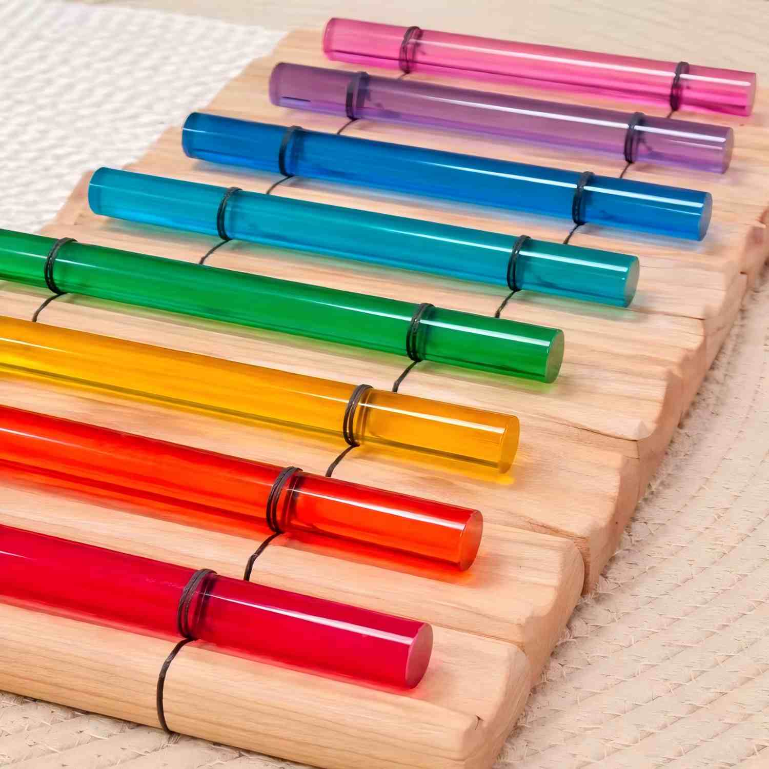 Rainbow Crystal Chakra Energy Bar Chime Set for Meditation