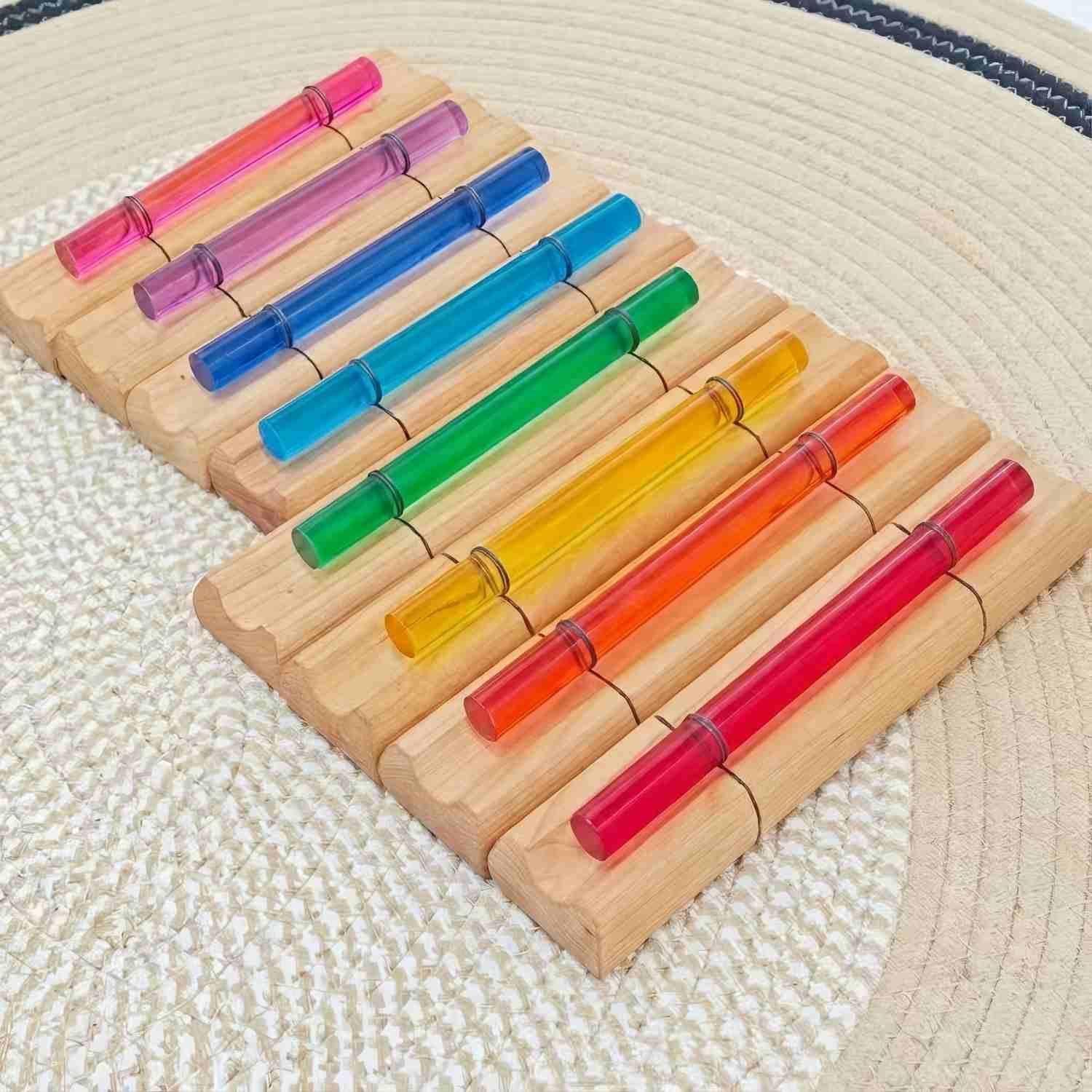 Rainbow Crystal Chakra Energy Bar Chime Set for Meditation