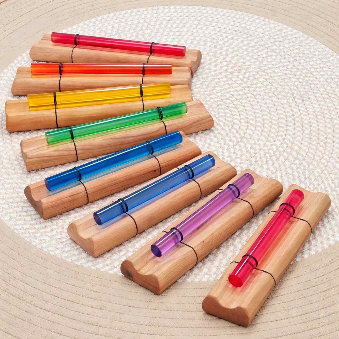 Rainbow Crystal Chakra Energy Bar Chime Set for Meditation