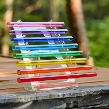 CVNC Quartz Rainbow Crystal Singing Harp With 8 Notes & Alumina Alloy Box For Meditation Healing