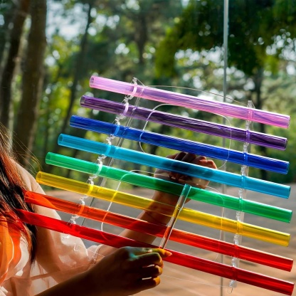 CVNC Quartz Rainbow Crystal Singing Harp With 8 Notes & Alumina Alloy Box For Meditation Healing