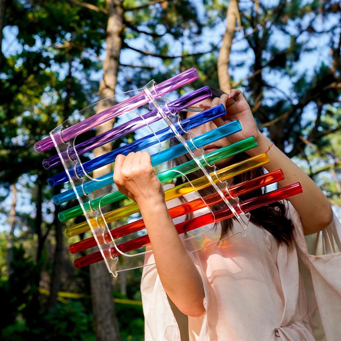 CVNC Quartz Rainbow Crystal Singing Harp With 8 Notes & Alumina Alloy Box For Meditation Healing
