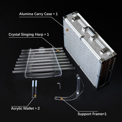 CVNC 432HZ 8 Note CDEFGABC Quartz Crystal Singing Harp With Flower of Life Including  Alumina Alloy Box For Meditation Healing