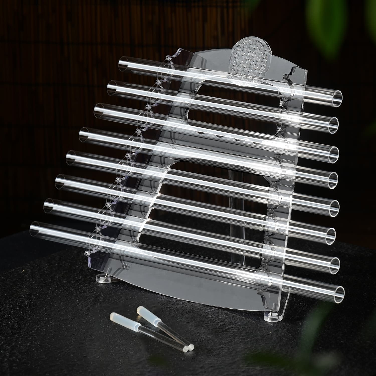 CVNC 432HZ 8 Note CDEFGABC Quartz Crystal Singing Harp With Flower of Life Including  Alumina Alloy Box For Meditation Healing