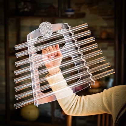 CVNC 432HZ 8 Note CDEFGABC Quartz Crystal Singing Harp With Flower of Life Including  Alumina Alloy Box For Meditation Healing