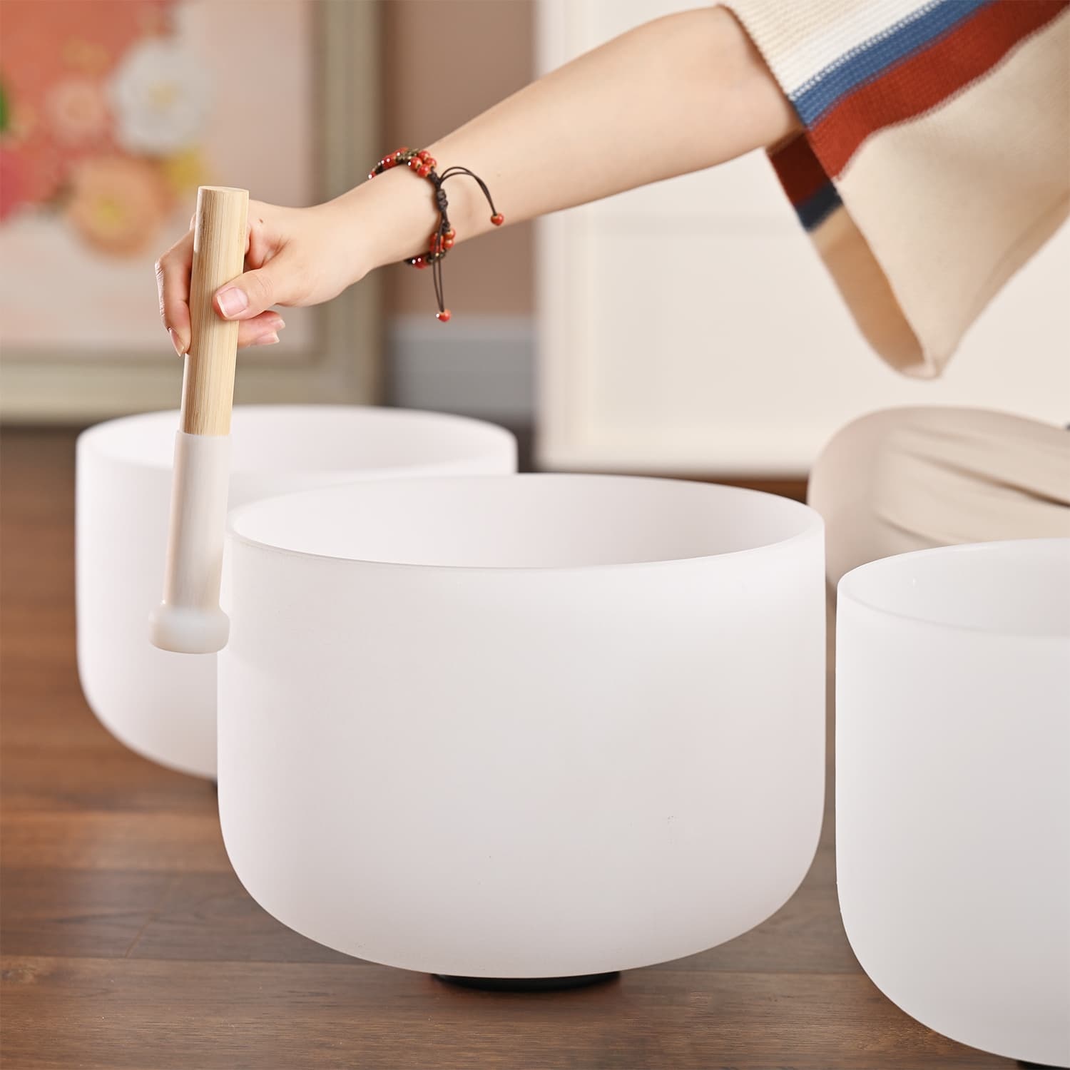 CVNC 7 PCS 6-12 Inch Frosted Crystal Singing Bowl Set With Carrier Bag For Sound Healing