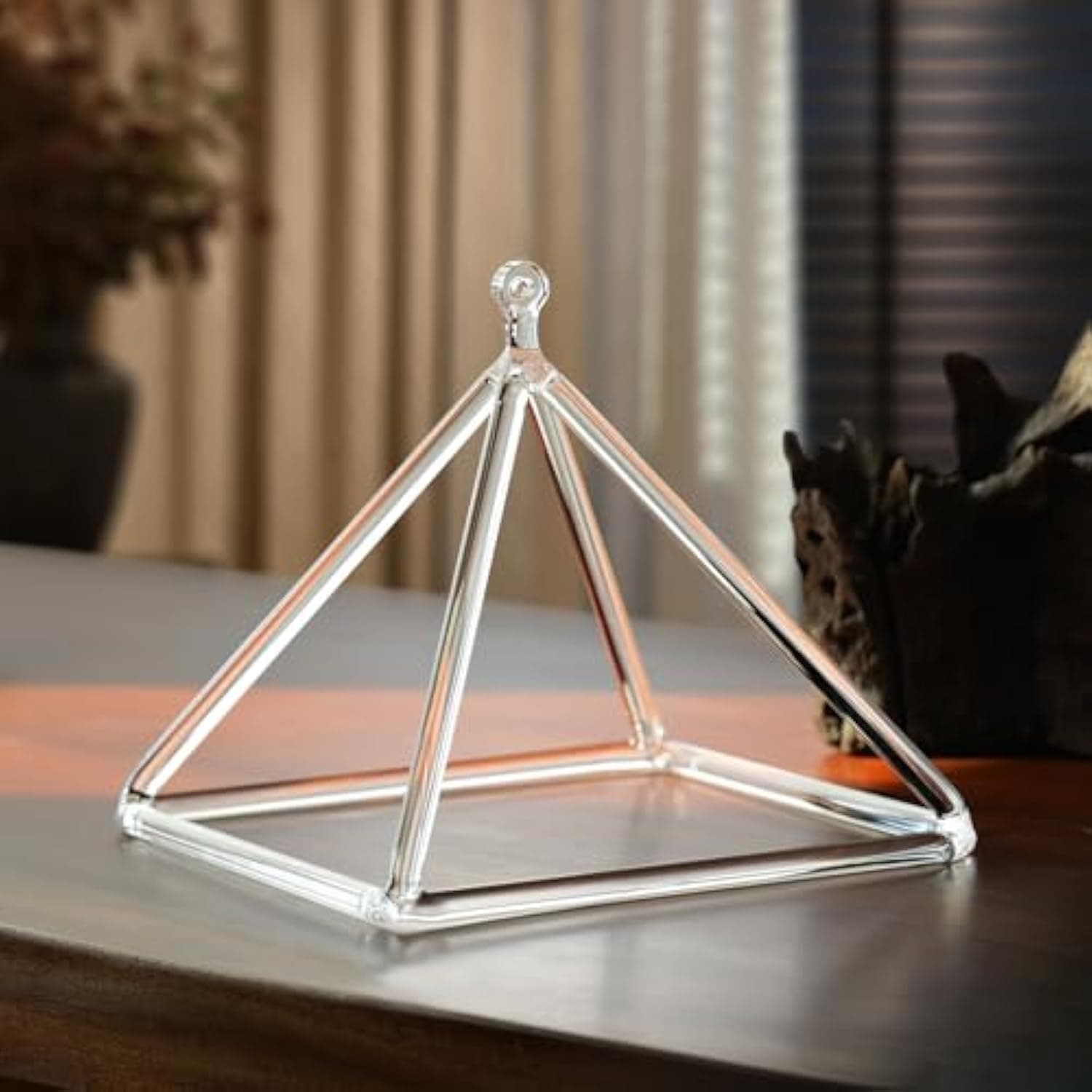 CVNC Triangle Clear Crystal Singing Pyramid With Carrier Bag For Meditation Healing