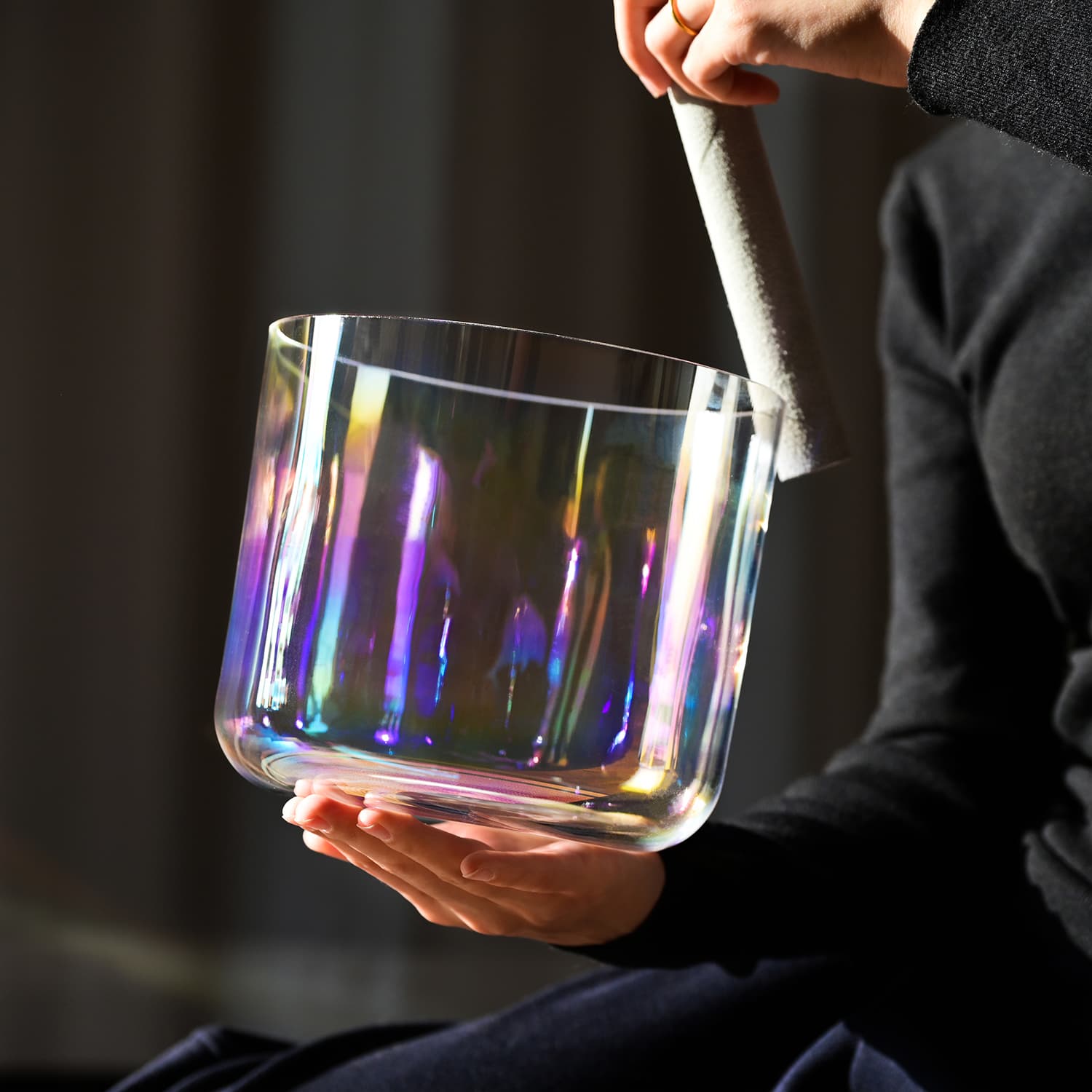 CVNC Alchemy Cosmic Light Clear 432 Hz Perfect Pitch Quartz Crystal Singing Bowl with Carrier Bag For Chakra Healing Meditation