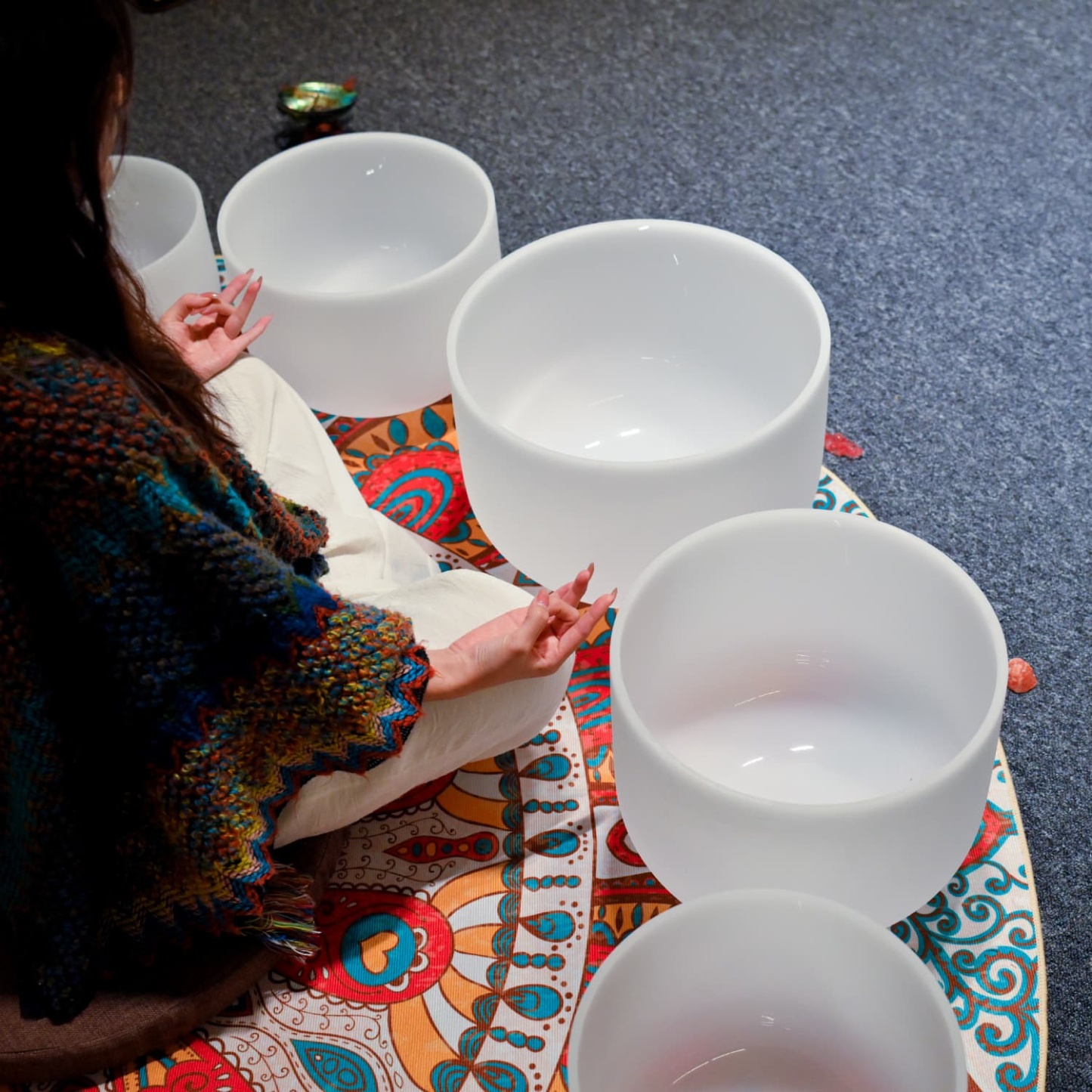 CVNC 7-Bowl Crystal Singing Bowl Chakra Set (6”–12”) with Carrying Bag