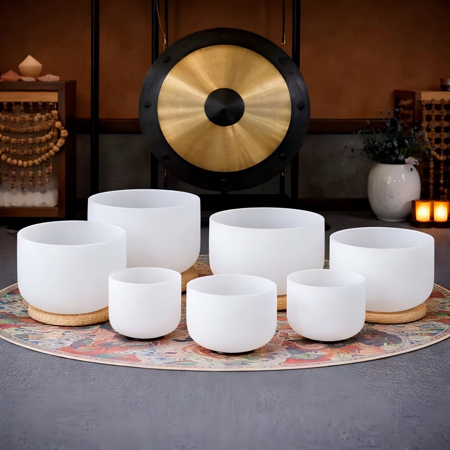 CVNC 7-Bowl Crystal Singing Bowl Chakra Set (6”–12”) with Carrying Bag