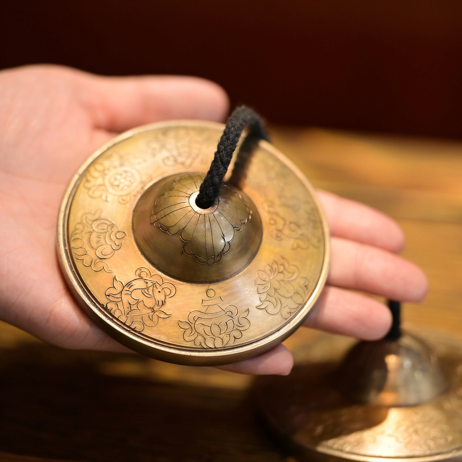Engraved Tibetan Tingsha Cymbals