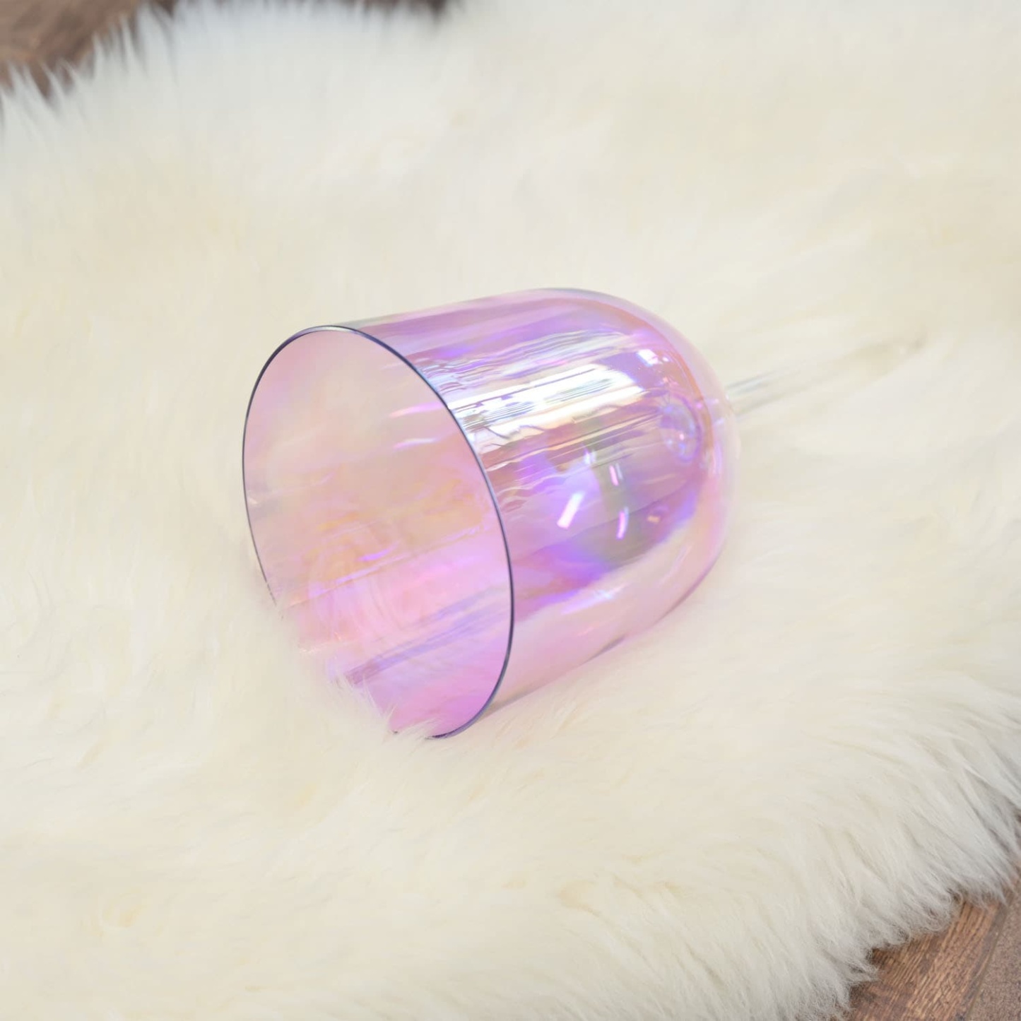 CVNC Handle Cosmic Light Clear Purple Crystal Singing Bowl With Carrier Bag For Chakra Healing Meditation
