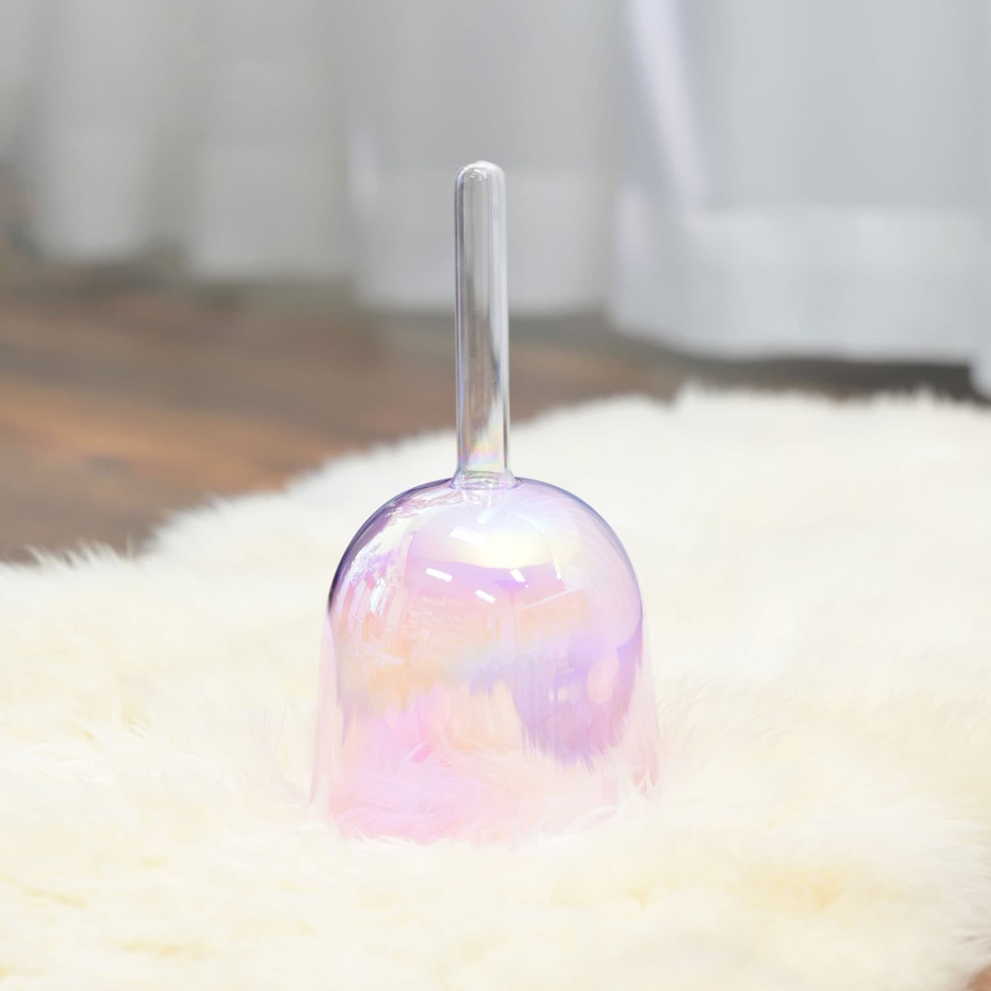 CVNC Handle Cosmic Light Clear Purple Crystal Singing Bowl With Carrier Bag For Chakra Healing Meditation