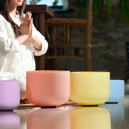 CVNC Macaron Artist Pastel 6-11 Inch Crystal Singing Bowl Set With Carrier Bag