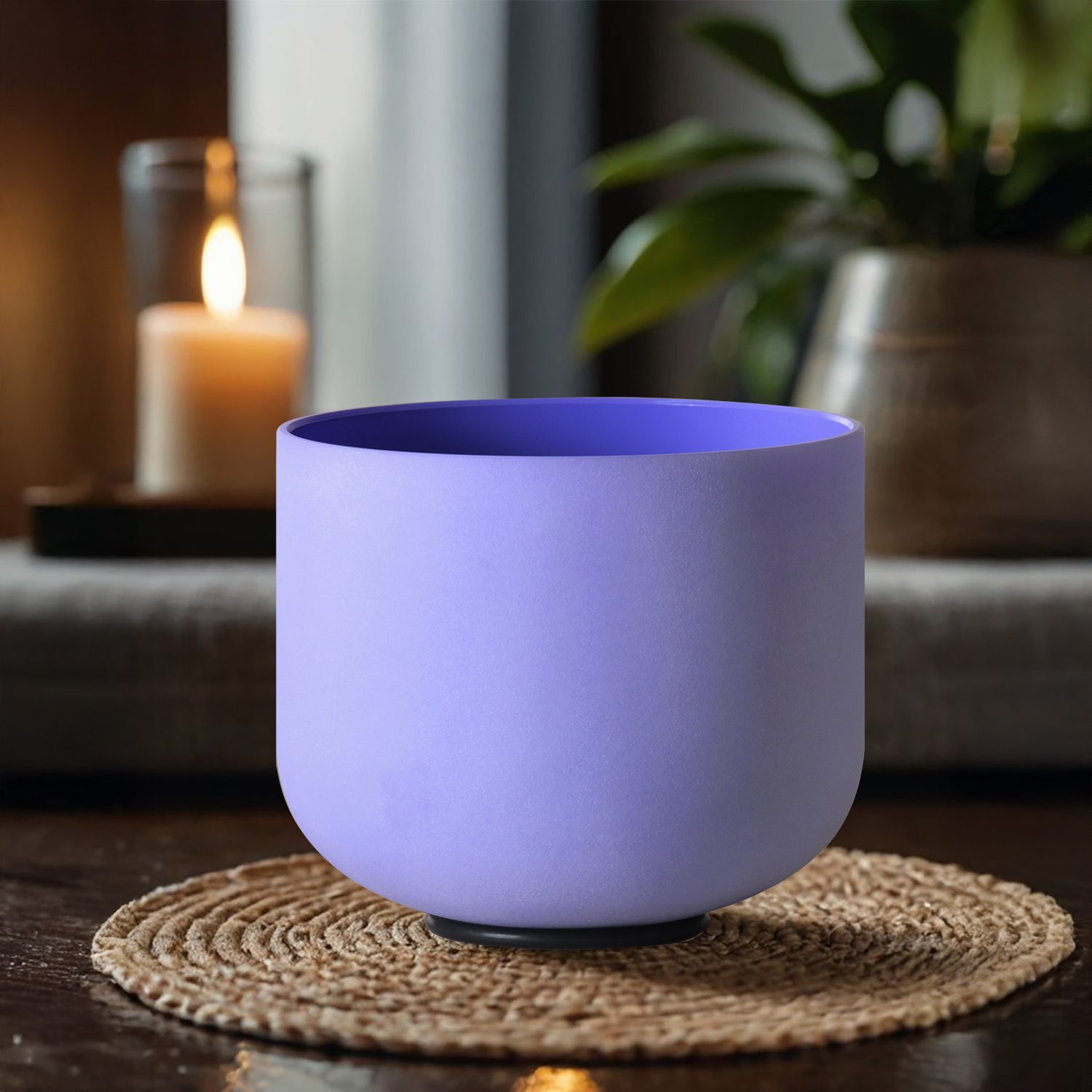 Violet Frosted Crystal Singing Bowl – B Note / Crown Chakra